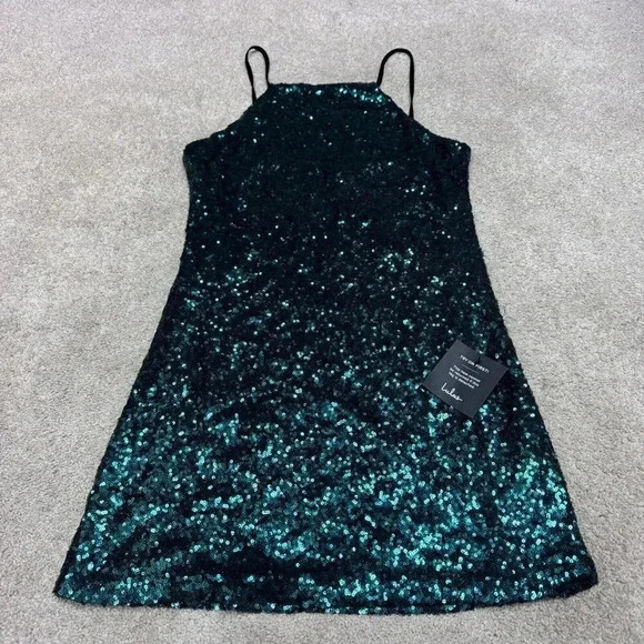 Lulus Dress Women’s Green Sleeveless Rhinestone Size Medium NWT - Picture 1 of 12